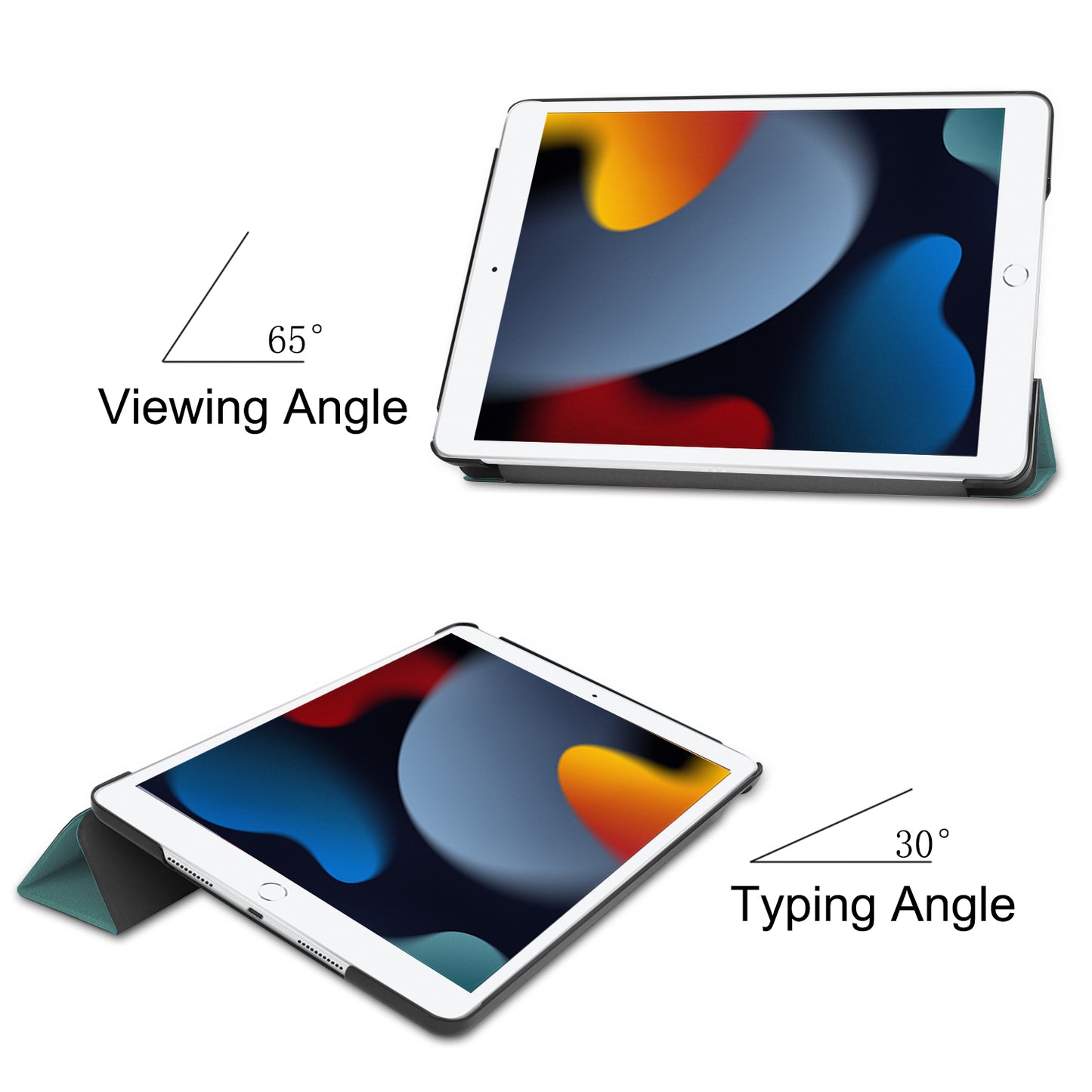For iPad 10.2 (2021) / (2020) / (2019) Tri-fold Stand Cover PU Leather Protective Smart Tablet Case with Auto Sleep / Wake