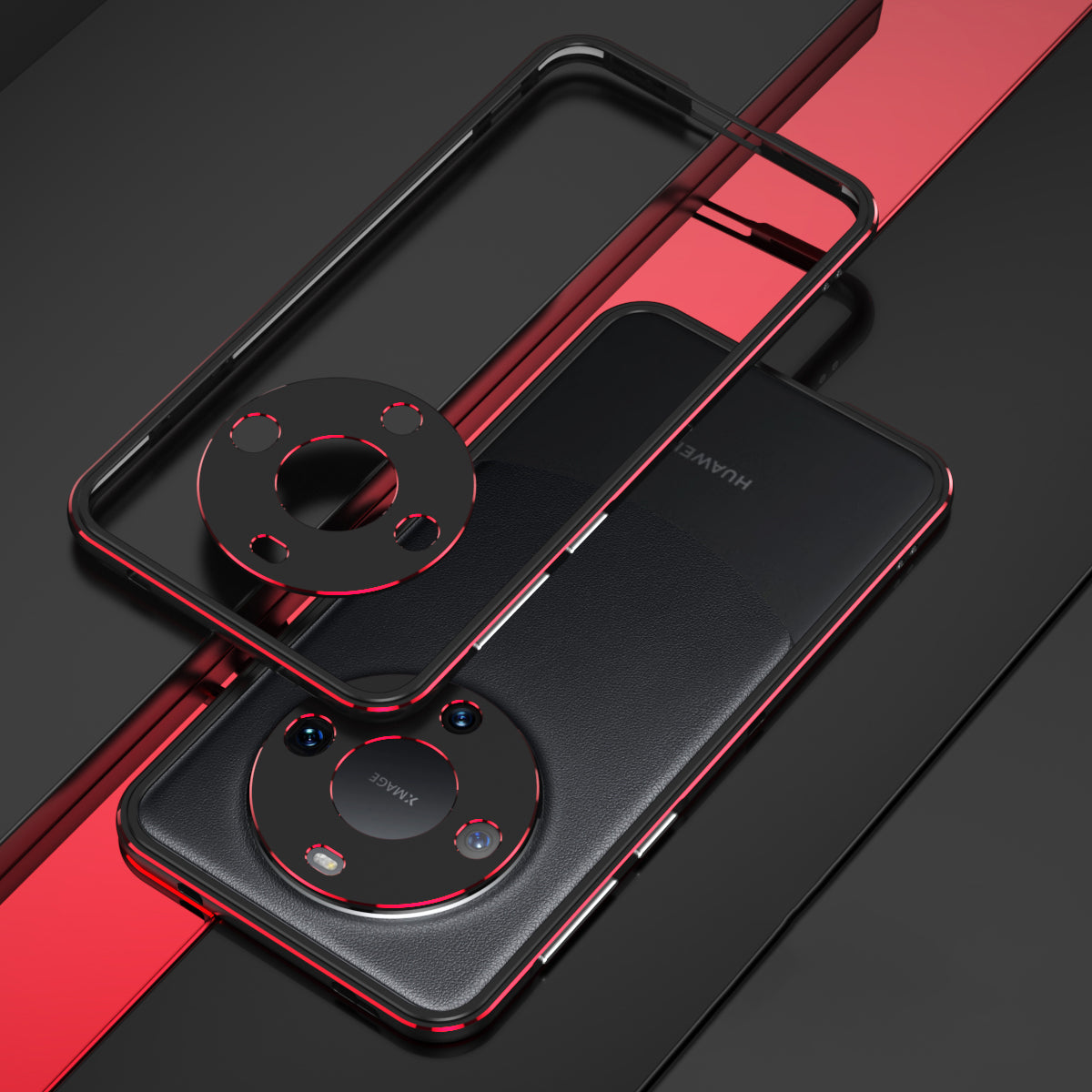 For Huawei Mate 60 Scratch-resistant Aluminum Alloy Frame Bumper Case with Camera Lens Protector