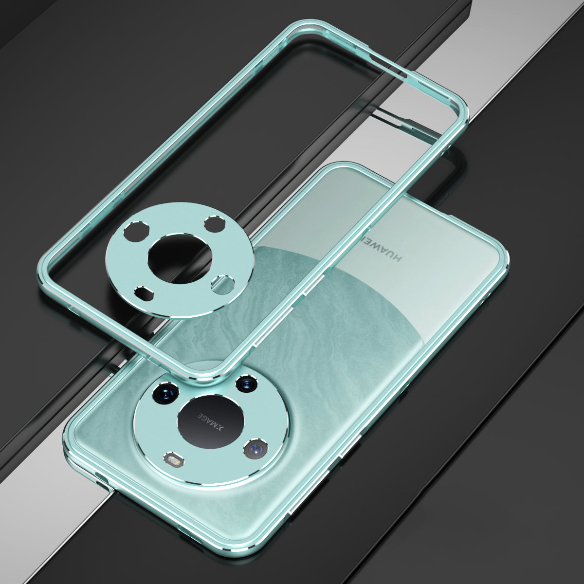 For Huawei Mate 60 Scratch-resistant Aluminum Alloy Frame Bumper Case with Camera Lens Protector