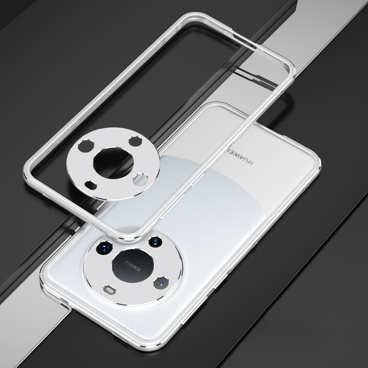 For Huawei Mate 60 Scratch-resistant Aluminum Alloy Frame Bumper Case with Camera Lens Protector