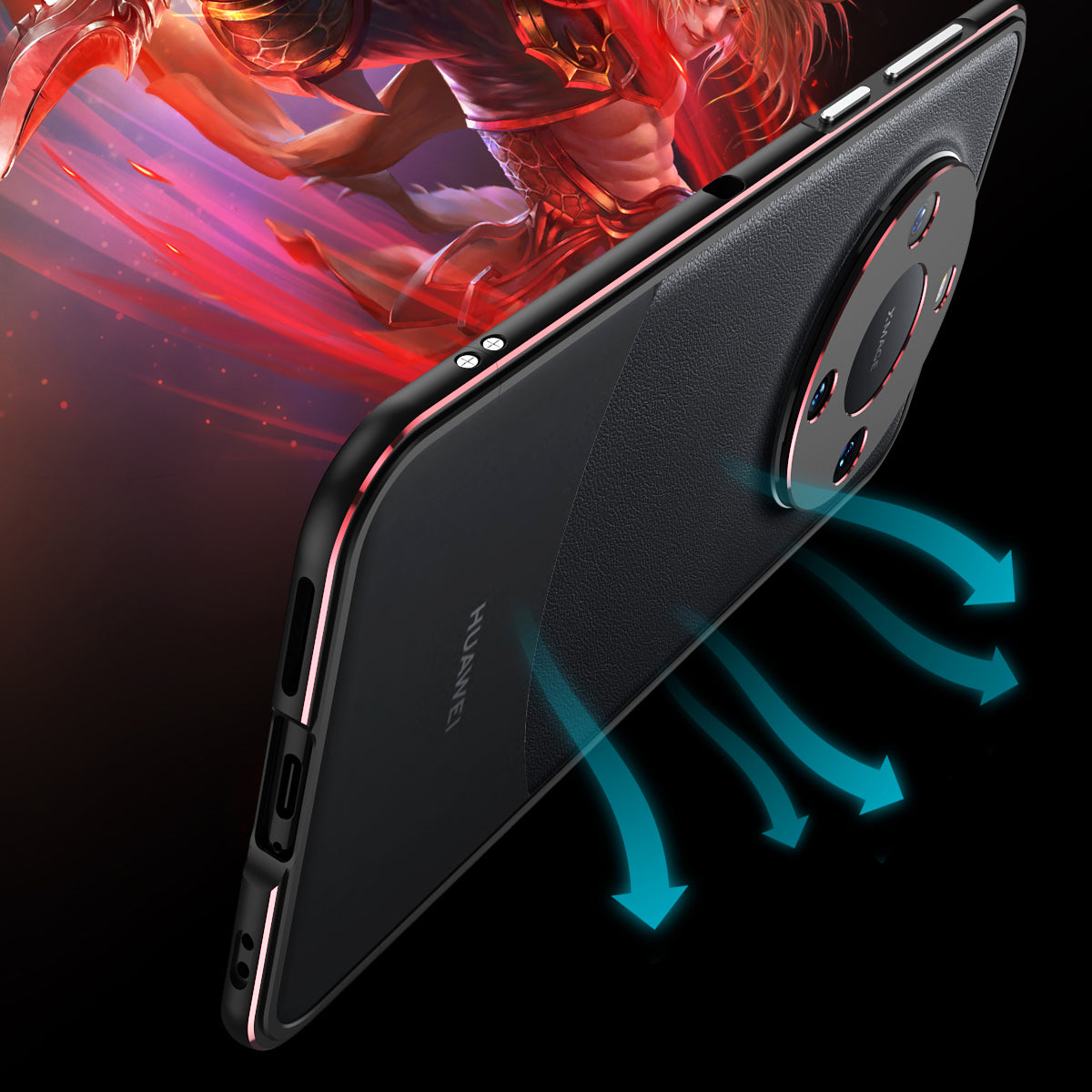 For Huawei Mate 60 Scratch-resistant Aluminum Alloy Frame Bumper Case with Camera Lens Protector