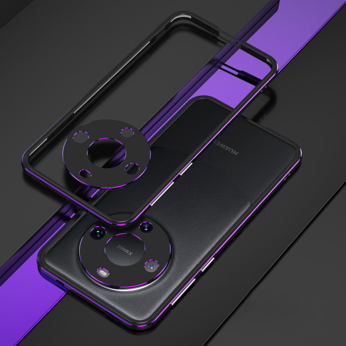 For Huawei Mate 60 Scratch-resistant Aluminum Alloy Frame Bumper Case with Camera Lens Protector