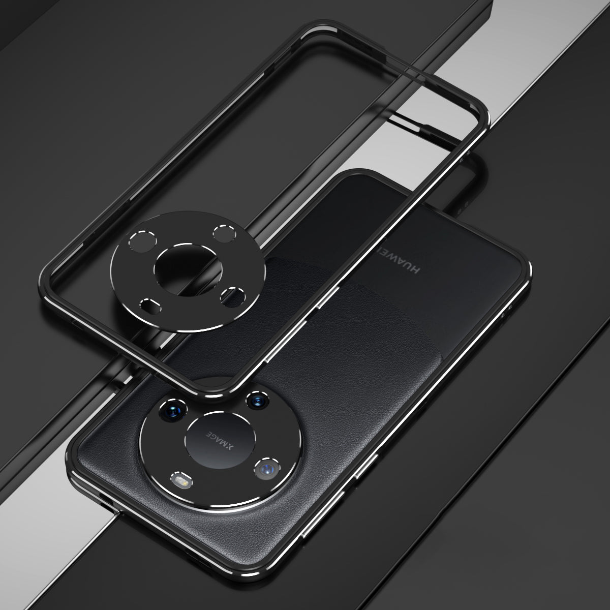 For Huawei Mate 60 Scratch-resistant Aluminum Alloy Frame Bumper Case with Camera Lens Protector