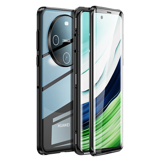 For Huawei Mate 60 Anti-drop Phone Case Double-Sides HD Clear Tempered Glass Aluminium Alloy Frame Phone Cover