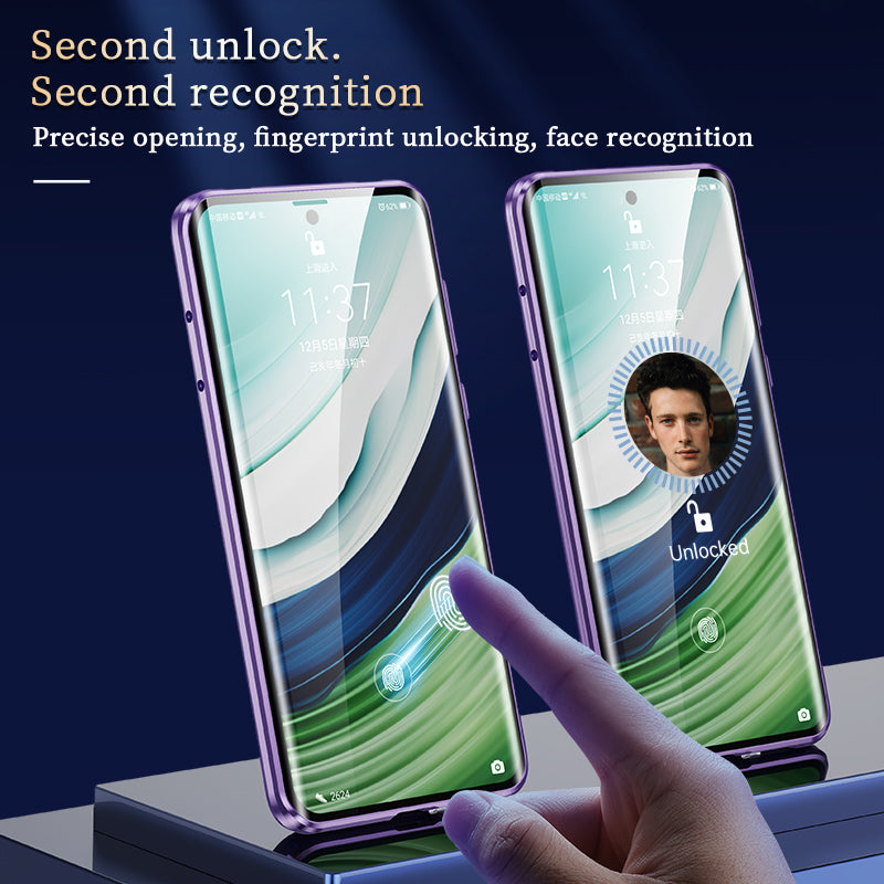 For Huawei Mate 60 Anti-drop Phone Case Double-Sides HD Clear Tempered Glass Aluminium Alloy Frame Phone Cover