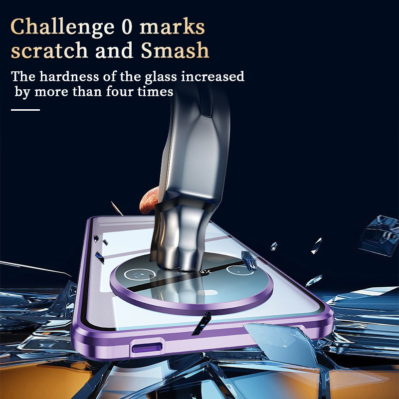 For Huawei Mate 60 Anti-drop Phone Case Double-Sides HD Clear Tempered Glass Aluminium Alloy Frame Phone Cover