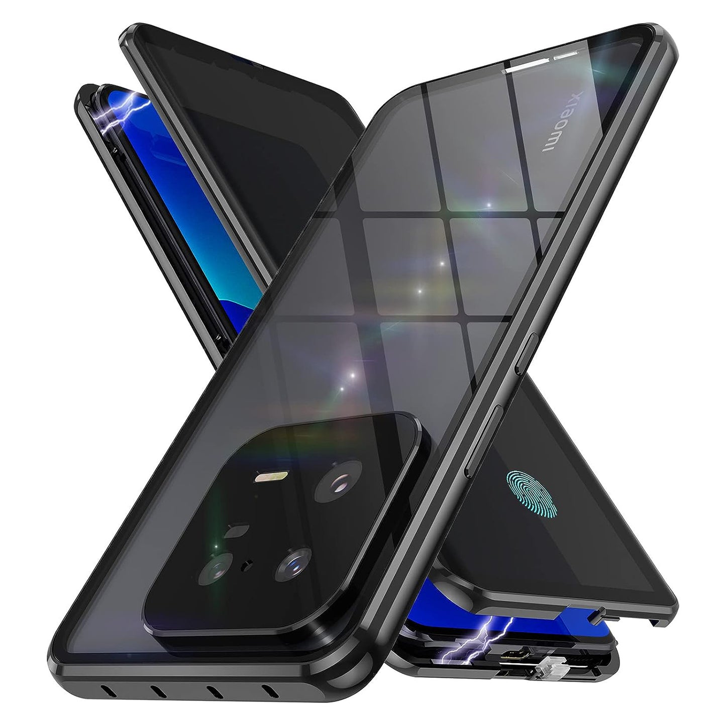 For Xiaomi 13 Pro Magnetic Adsorption Phone Case Double Sides Tempered Glass Metal Frame Anti-peep Phone Cover
