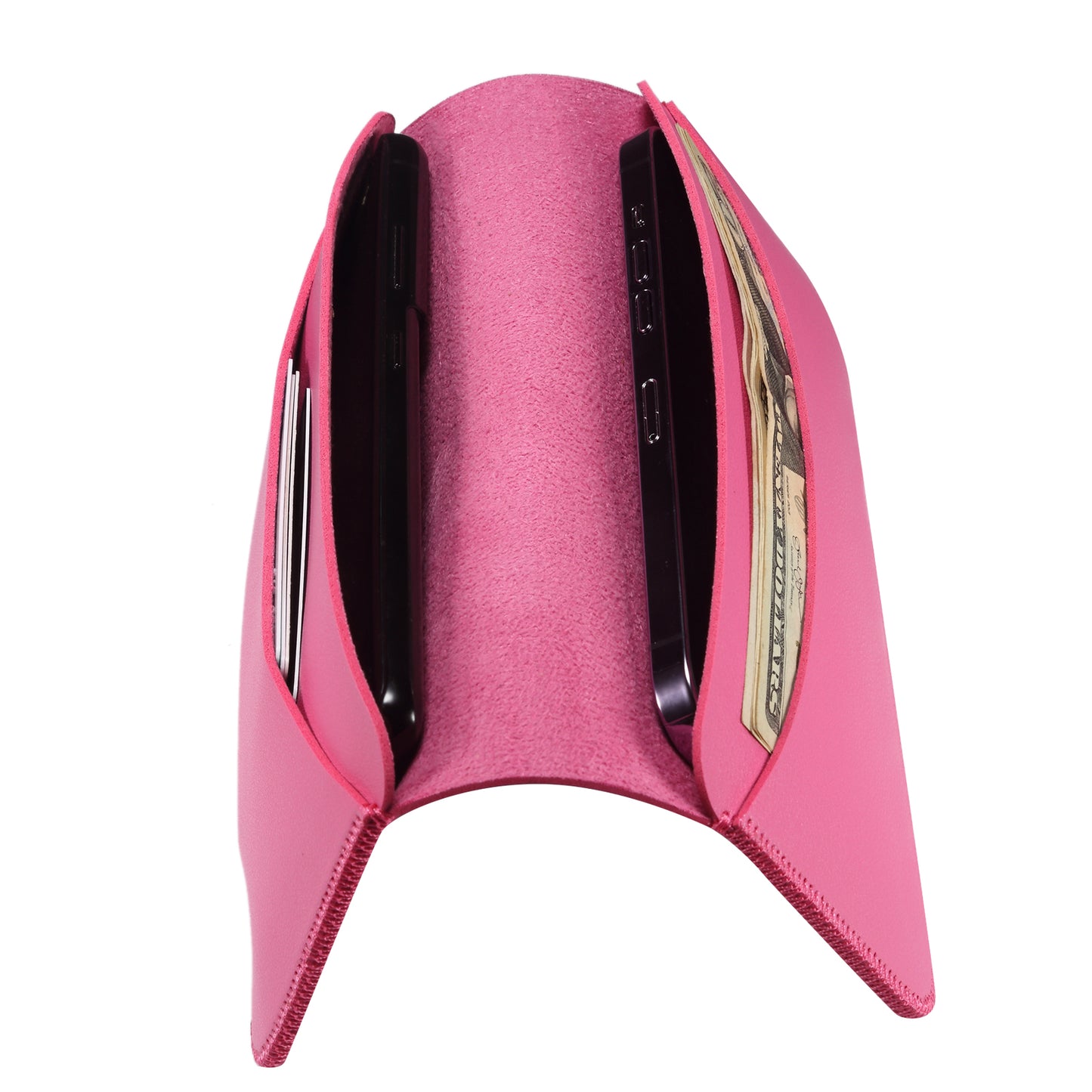 Clutch Bag for Dual 6.7''-6.9'' Phone Nappa Texture Microfiber Leather Cash Cards Holder Long Slim Coin Purse Wallet, Size: XL