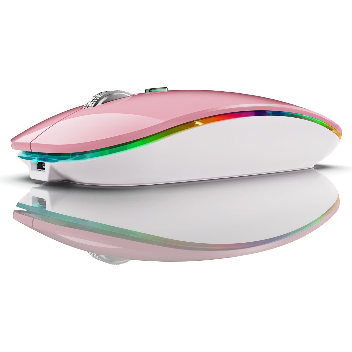 2.4G / Bluetooth Dual Mode Wireless Mouse with Backlight, Quiet Portable Jiggler Mouse for Laptops, Tablets
