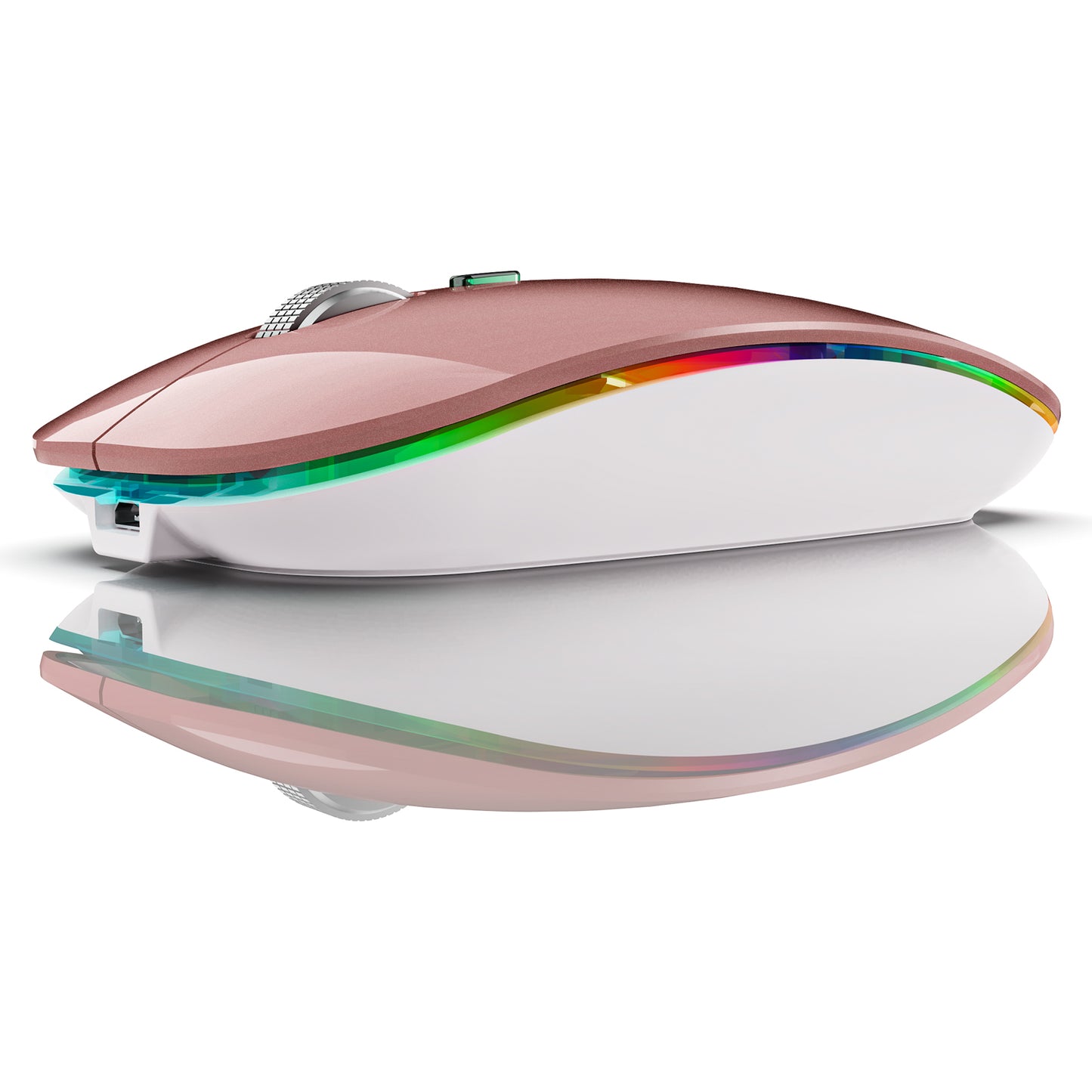 2.4G / Bluetooth Dual Mode Wireless Mouse with Backlight, Quiet Portable Jiggler Mouse for Laptops, Tablets