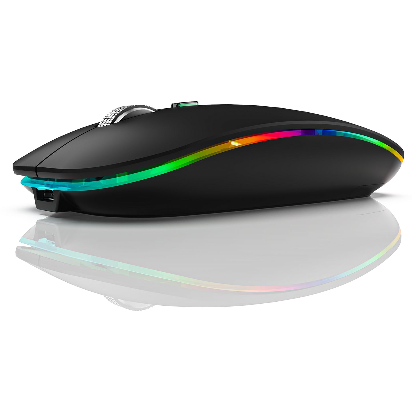 2.4G / Bluetooth Dual Mode Wireless Mouse with Backlight, Quiet Portable Jiggler Mouse for Laptops, Tablets