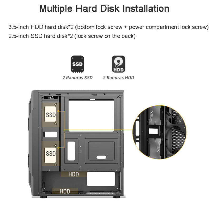Acrylic Transparent Side Panel ATX PC Case Gaming Computer Case Chassis with 6 Cooling Fan Positions