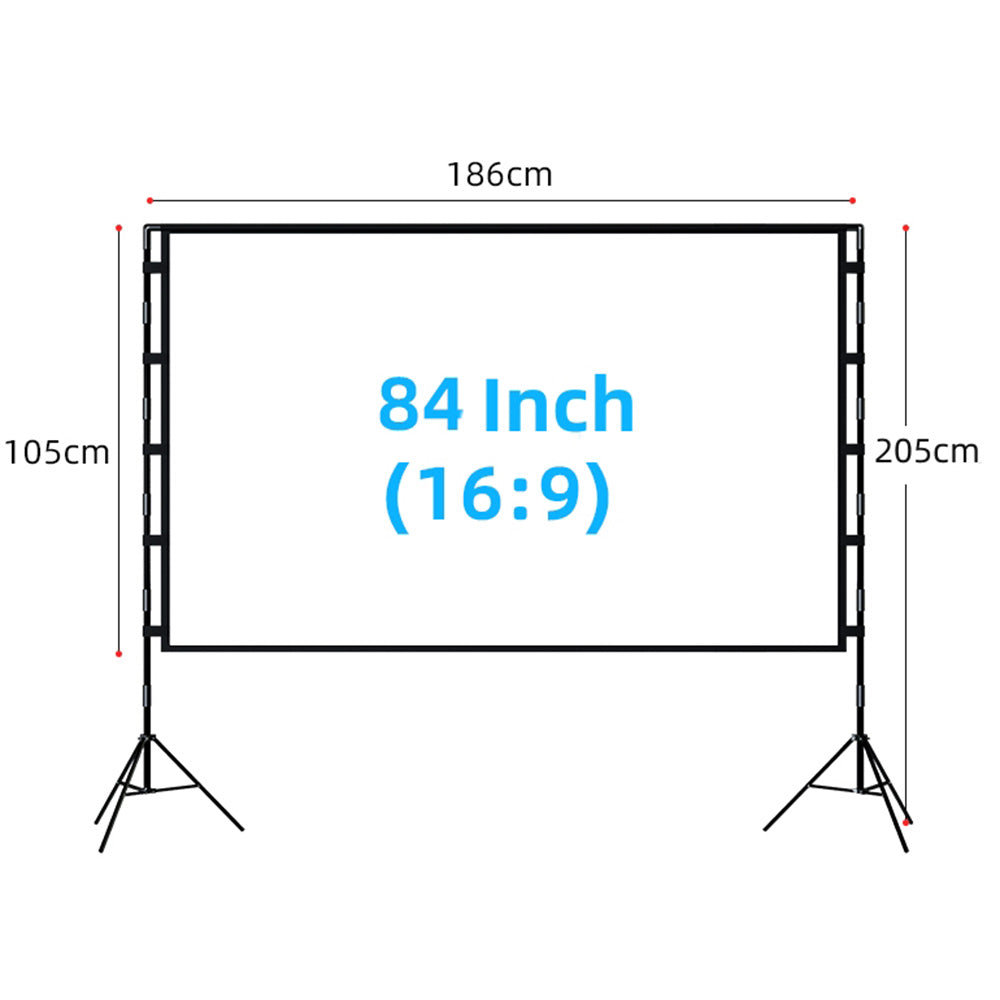 16:9 84-inch Folded HD Projector Screen Outdoor High Resolution Projection Screen Cloth with Portable Bracket