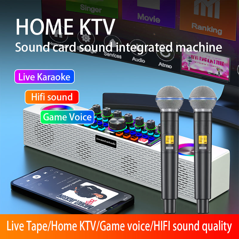SY8 Outdoor Live Broadcast Sound Card All-in-one Machine Speaker Home Karaoke Stereo Subwoofer with Mic
