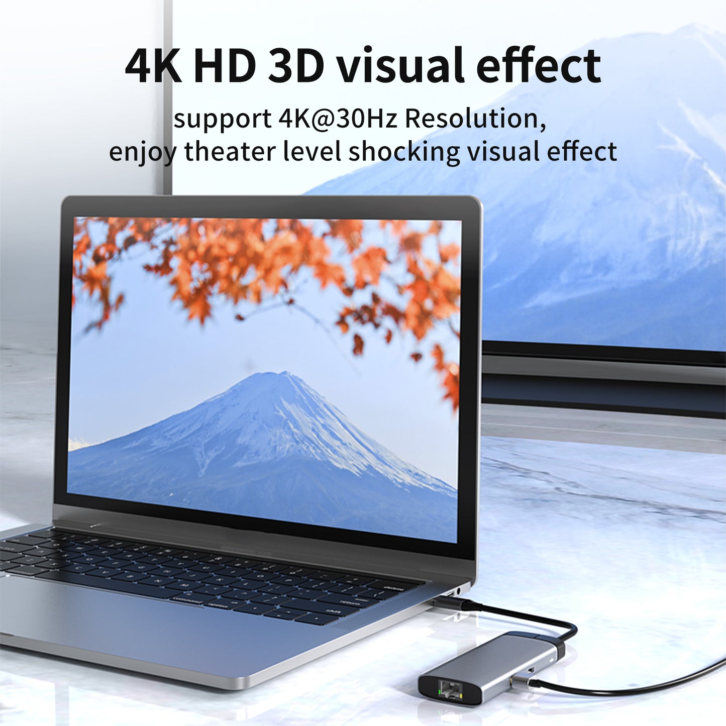 BS6A 6-in-1 Hub USB3.0 x 3 + HD + RJ45 + Type-C PD 100W Fast Charging Docking Station
