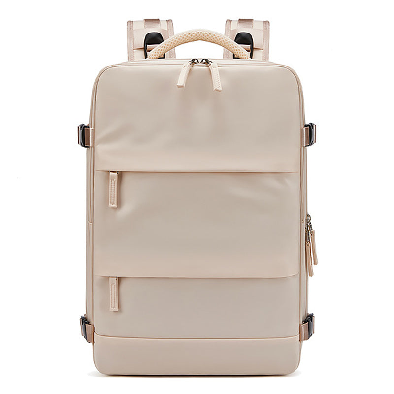 17-inch Solid Color Nylon Backpack Travel Laptop Shoes Storage Dual Shoulders Bag with USB Port