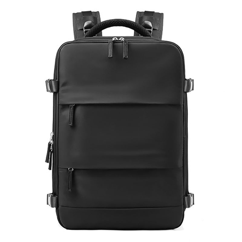 17-inch Solid Color Nylon Backpack Travel Laptop Shoes Storage Dual Shoulders Bag with USB Port