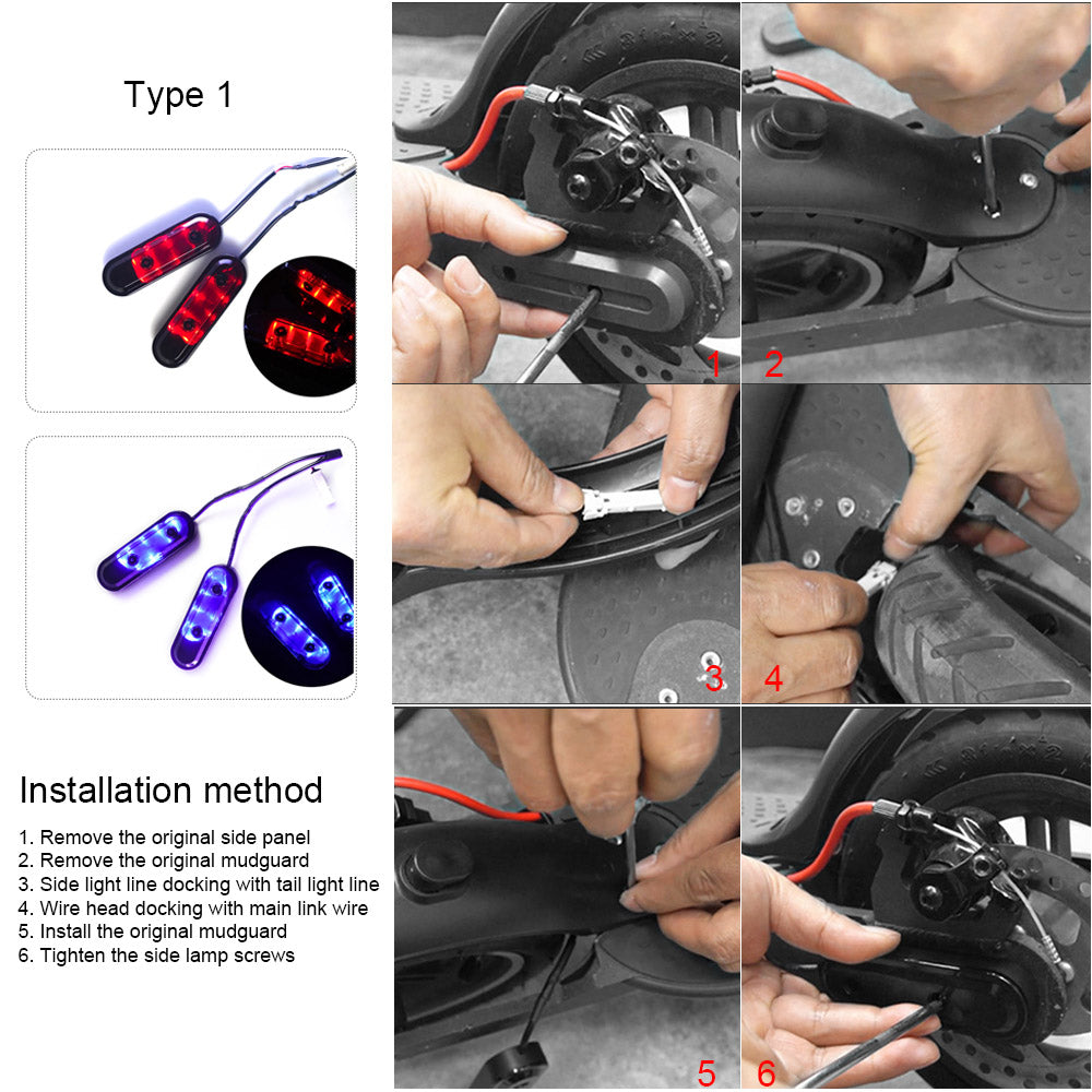 1Pair Cable Powered Taillight for Xiaomi M365 / Pro / 1s Electric Scooter Color Lights Integrated Protective Case LED Light
