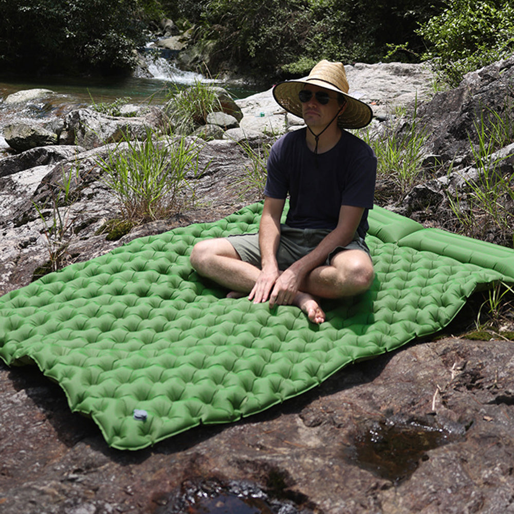 200x120CM Inflatable Sleeping Mat Built-in Foot Pump Compact Air Mattress with Pillow for Camping, Backpacking, Hiking