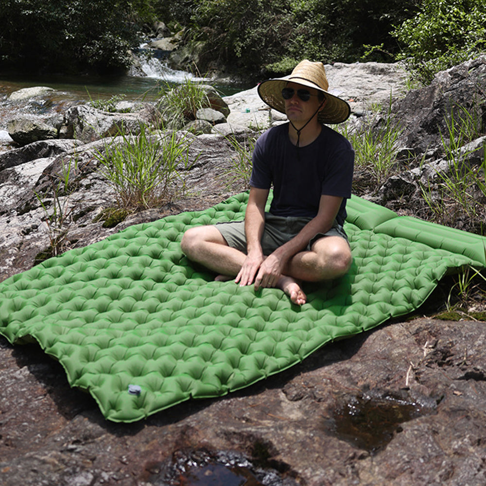 200x120CM Camping TPU Sleeping Mat Inflatable Sleeping Pad with Pillow for 2 People Backpacking, Tent, Hiking
