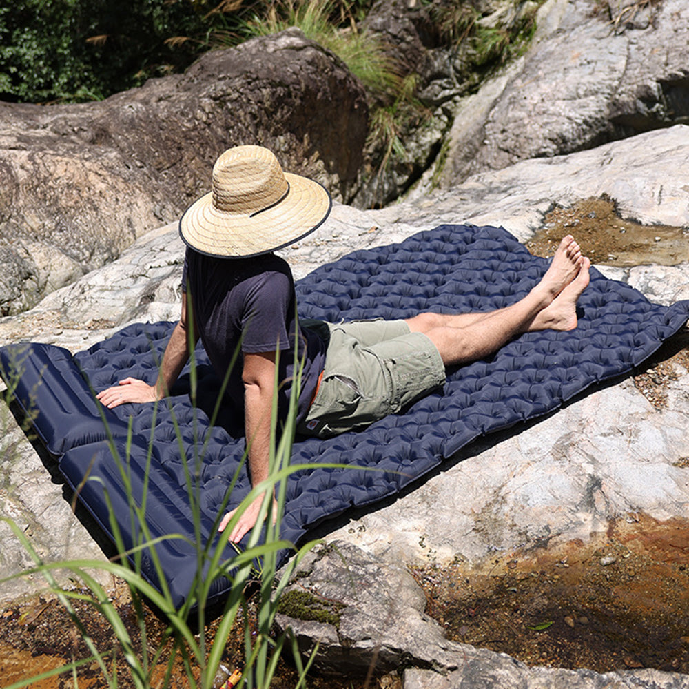 200x120CM Camping TPU Sleeping Mat Inflatable Sleeping Pad with Pillow for 2 People Backpacking, Tent, Hiking
