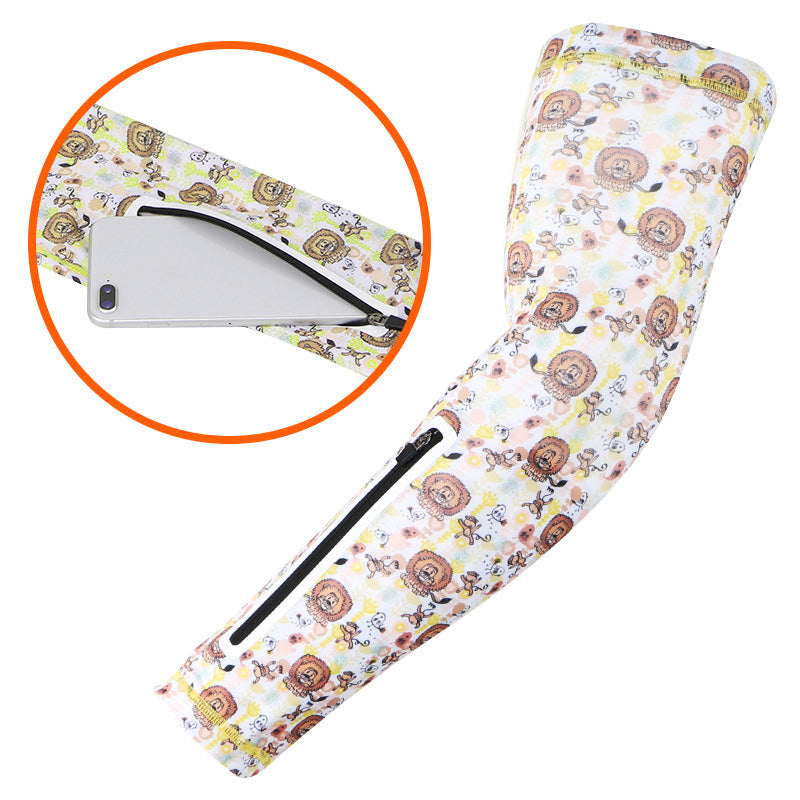 1Pc Sun Protection Arm Sleeves Outdoor Sports Sunblock Sleeves with Zippered Pouch for Cycling, Hiking (Size: L)