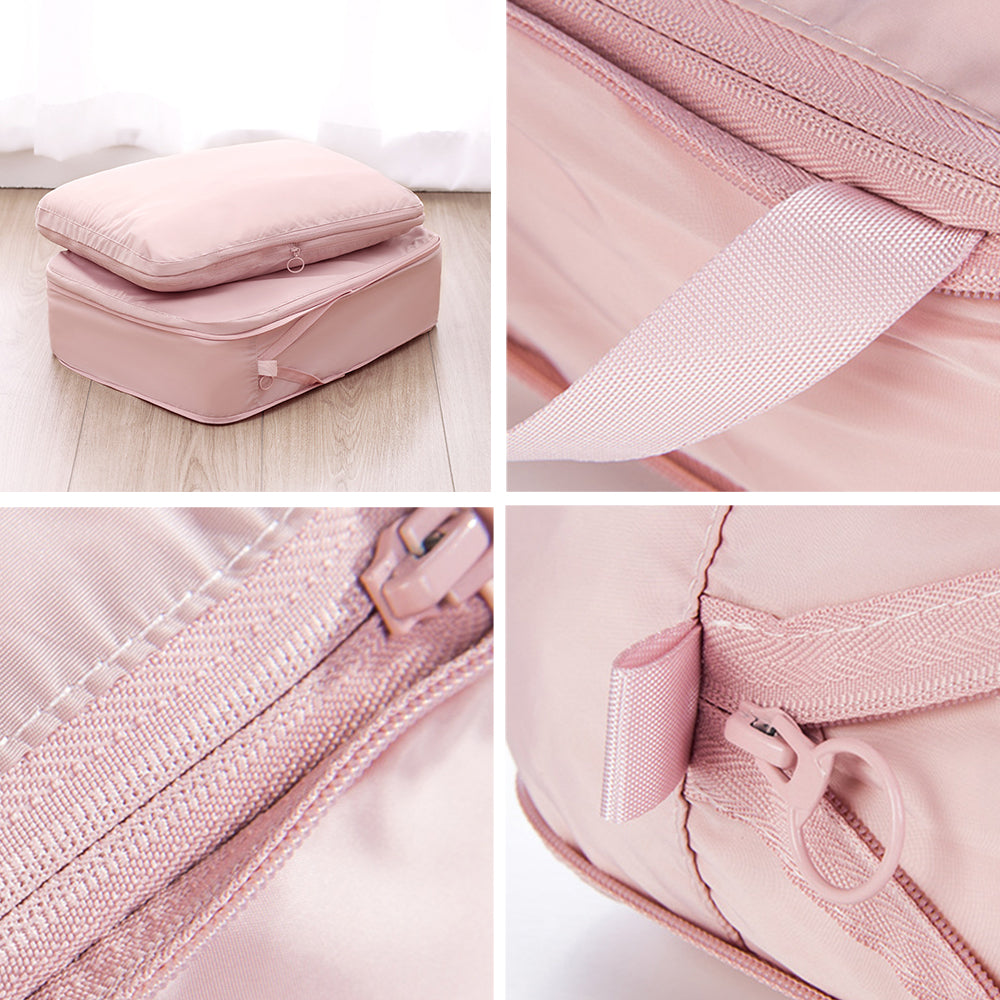2Pcs Business Trip Clothes Sort Out Travel Luggage Organizer Cube Bag Expandable Storage Packing Pouch, Size M