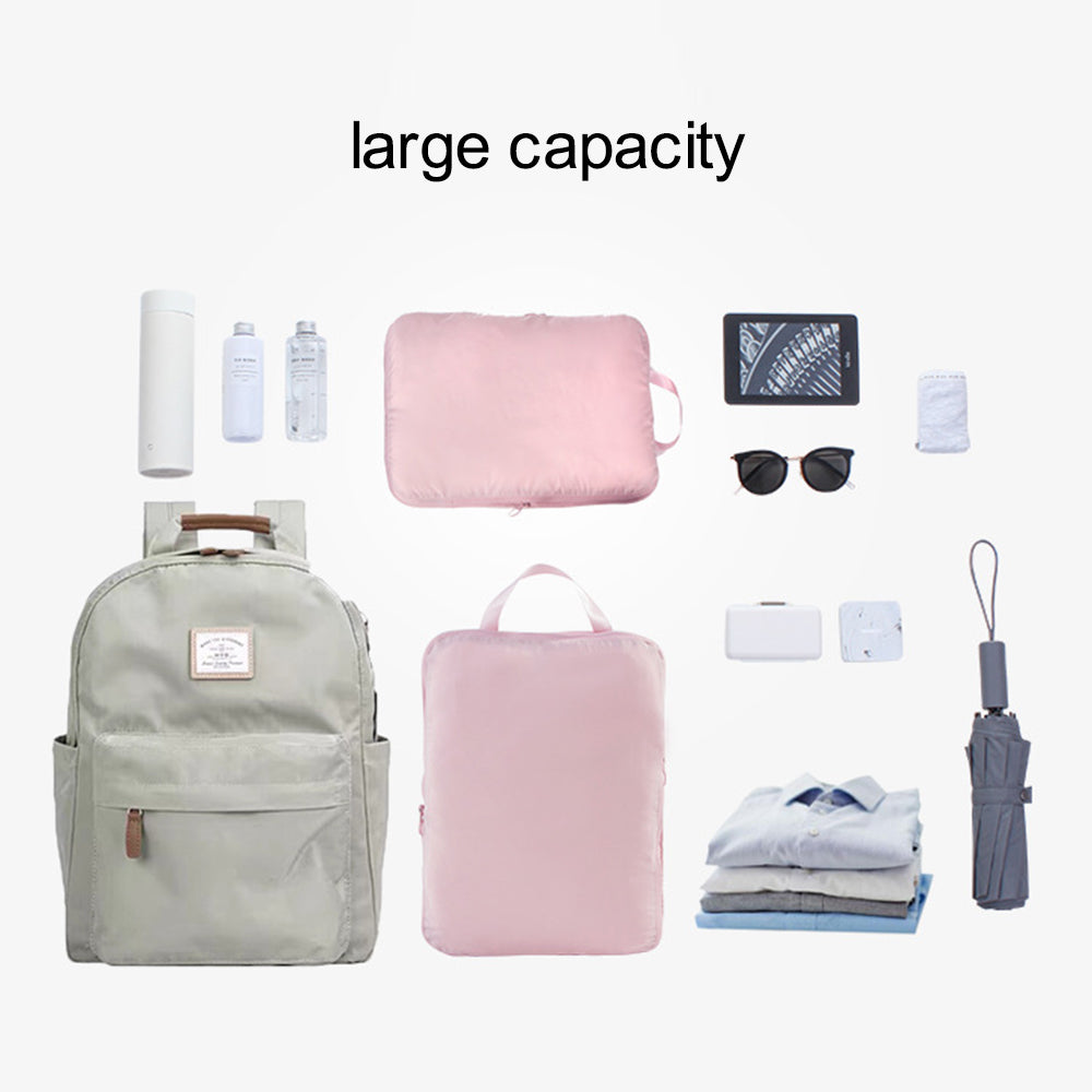2Pcs Business Trip Clothes Sort Out Travel Luggage Organizer Cube Bag Expandable Storage Packing Pouch, Size M