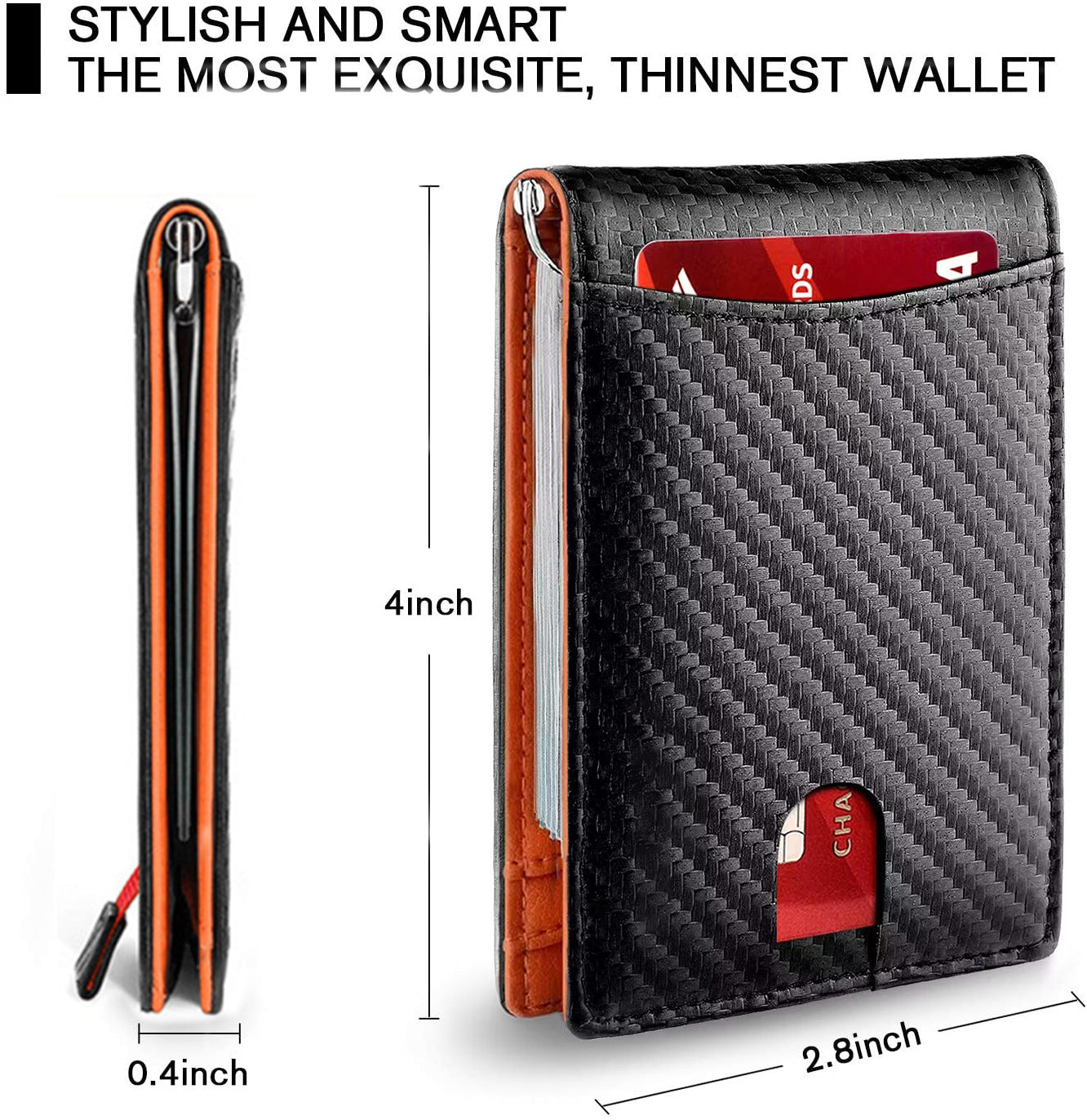 RFID Blocking Microfiber Leather Card Holder Cash Clip Design Men Card Bag Wallet