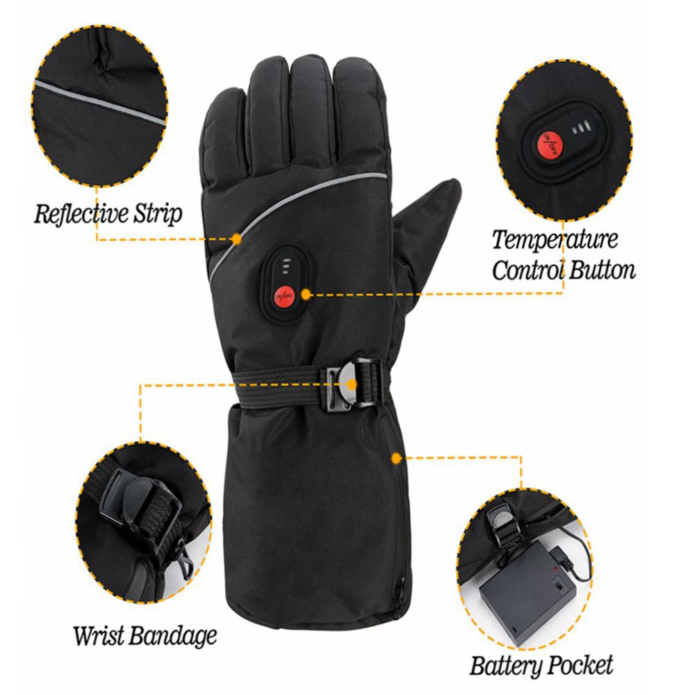 1 Pair Touch Screen Heating Gloves Multi-Function Temperature Adjustable Electric Thermal Gloves for Snowboard Cycling Ski (No Battery)