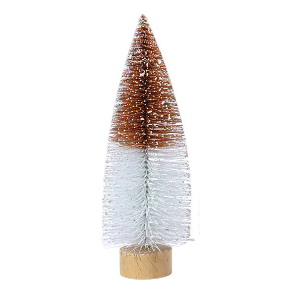 18cm Desktop Christmas Tree LED Light Wooden Base Artificial Mini Xmas Tree for Desk Table Decor, Size S