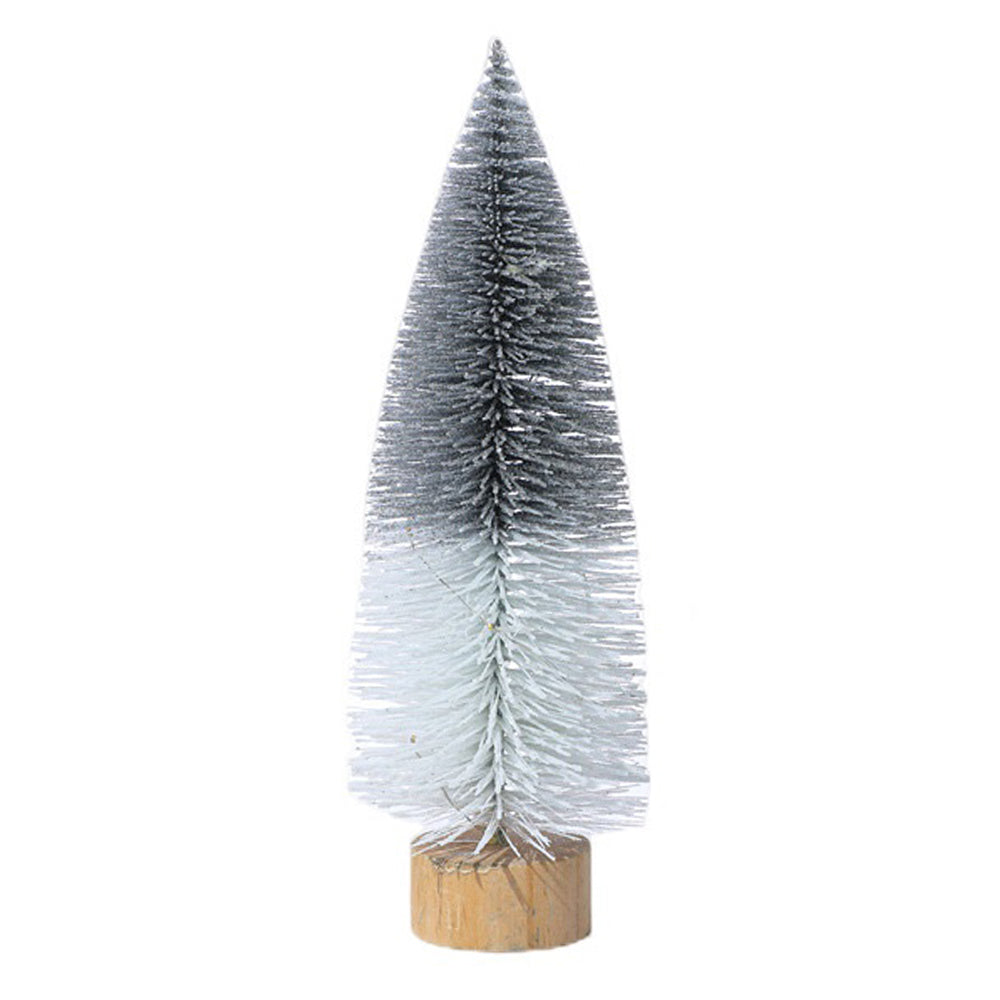 18cm Desktop Christmas Tree LED Light Wooden Base Artificial Mini Xmas Tree for Desk Table Decor, Size S