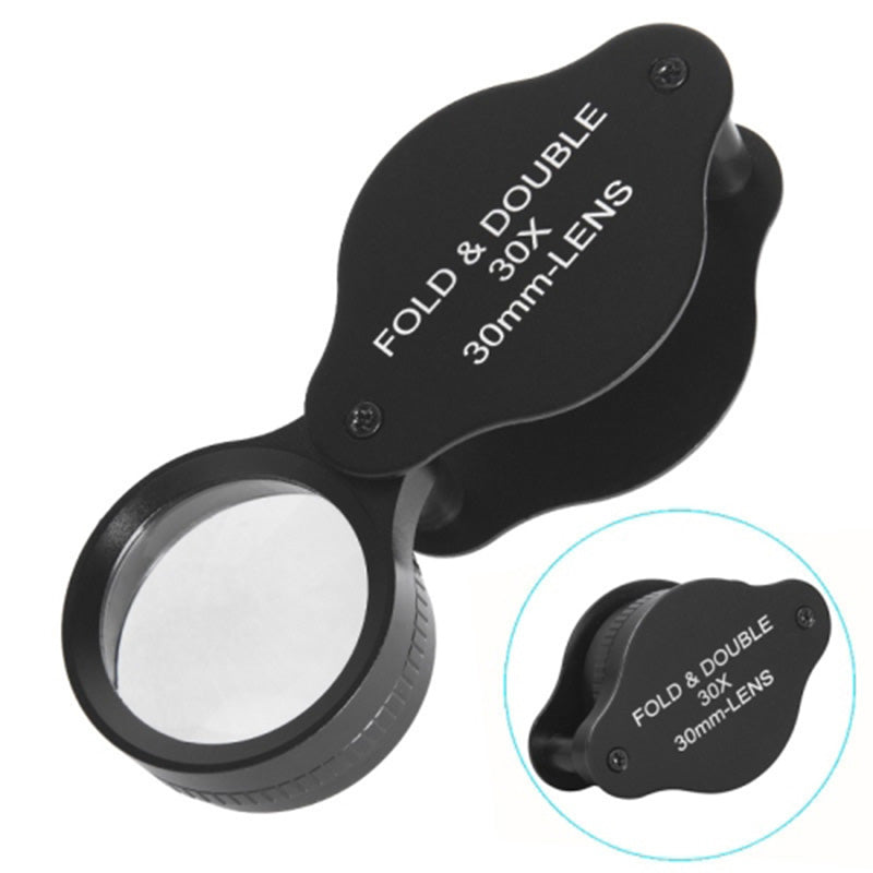 30mm Loupe Optical Glass Lens 30X Magnifier Jewelry Identification Folding Magnifying Glass