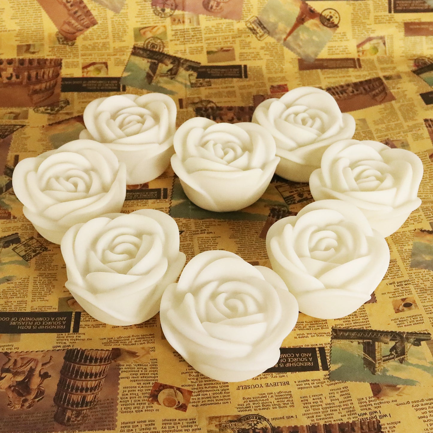 4Pcs Romantic Rose Flower Shape Colorful Tea Light Flameless LED Candle Light for Wedding Party