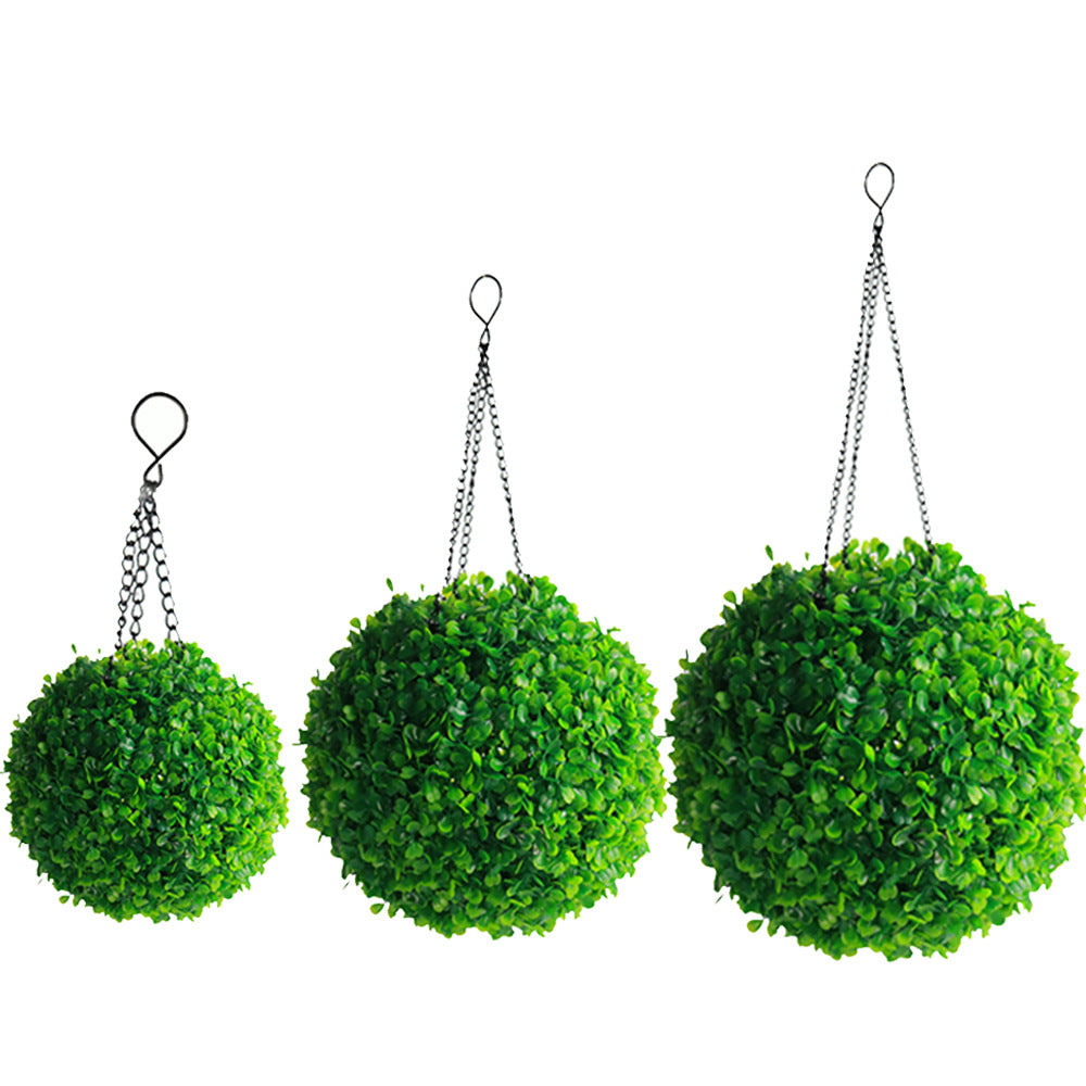 Home LED Grass Ball Chandelier Outdoor Garden Decor Artificial Plant Ball Decorative Solar Lamp, Size: L