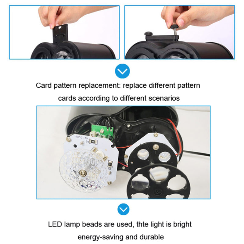 Dual Water Pattern Christmas Projection Lamp Indoor Decorative Projector Light with 16 Cards