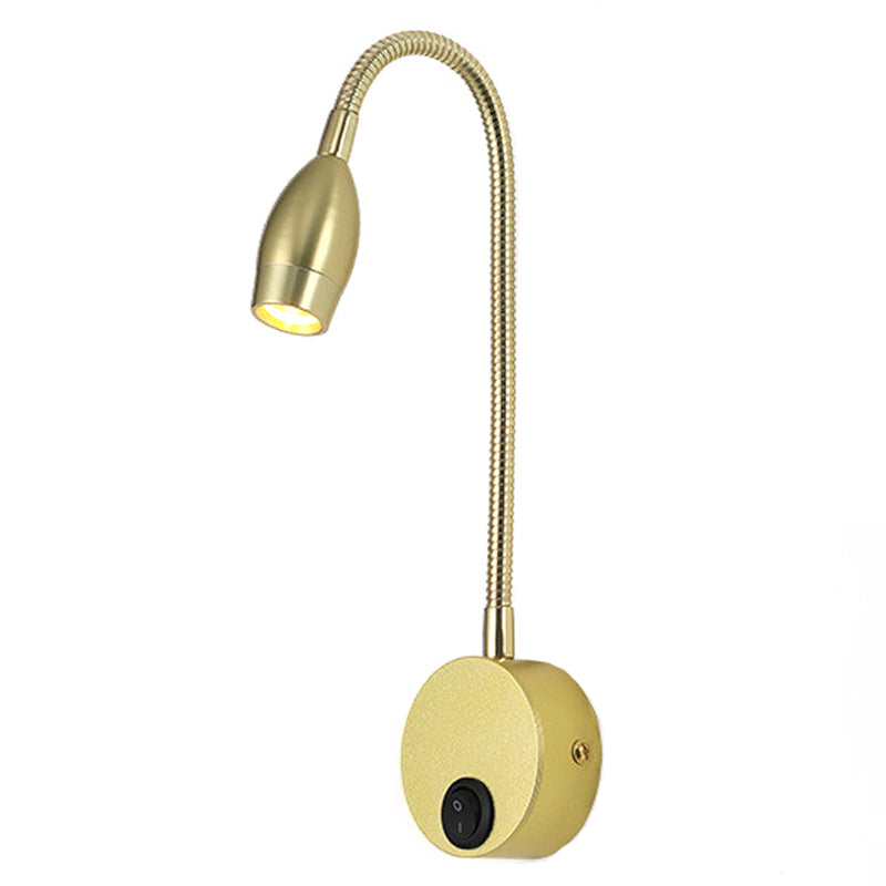 Flexible Wall Mounted LED Night Light Bedside Metal 1W Warm Light Lamp for Home, Hotel