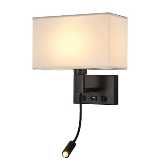 3104 5W Bedside Wall Lamp Corridor LED Reading Light with Gooseneck Spotlight and USB Port
