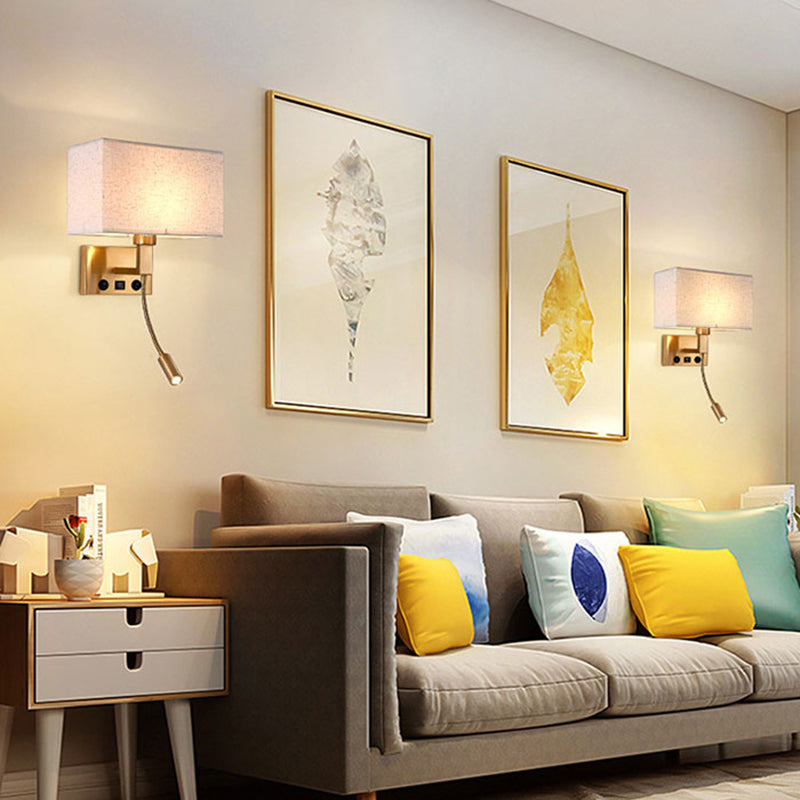3104 5W Bedside Wall Lamp Corridor LED Reading Light with Gooseneck Spotlight and USB Port