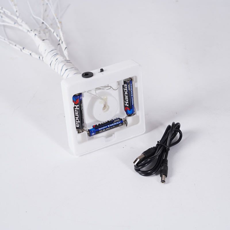 Christmas Lighted Birch Tree Branches Home Decor Tabletop Artificial Plastic Tree Lamp Xmax Ornament, 60CM