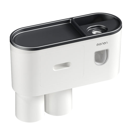 MENGNI Bathrooms Toothbrush Holder Wall Mounted 2 Cups Toothbrush Holder with Detachable Toothpaste Dispenser, 4 Brush Slot