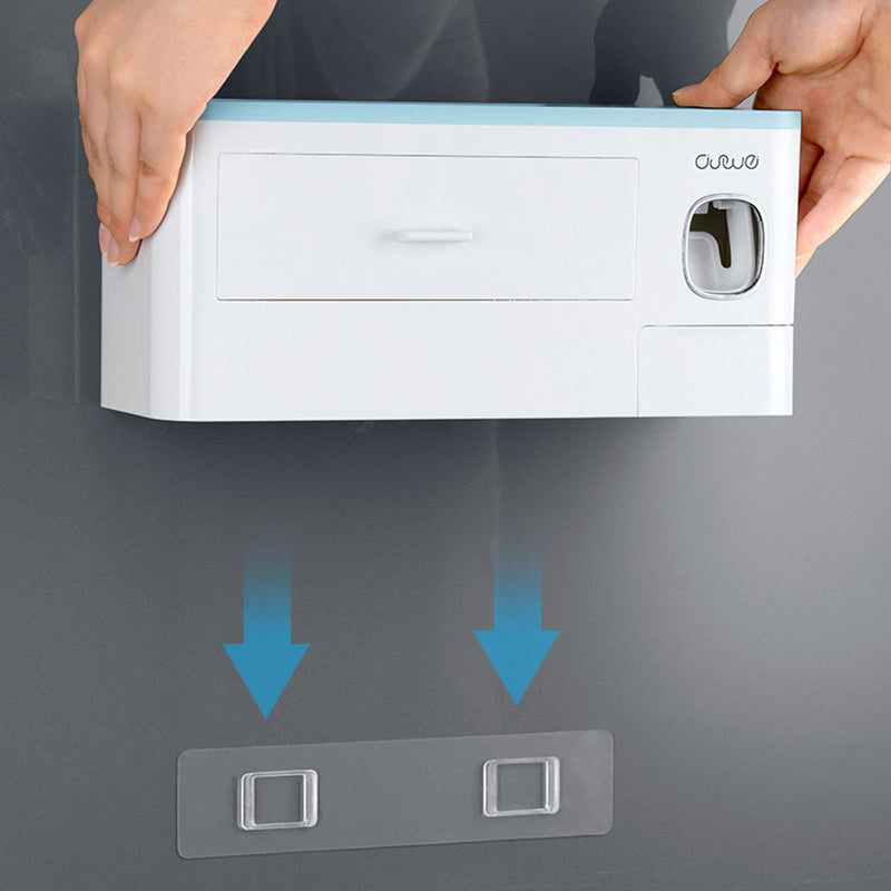 ASWEI A1909 3 Cups Toothbrush Holder Wall Mounted with Toothpaste Dispenser, Tray, Drawer, and 3 Brush Slots for Bathrooms