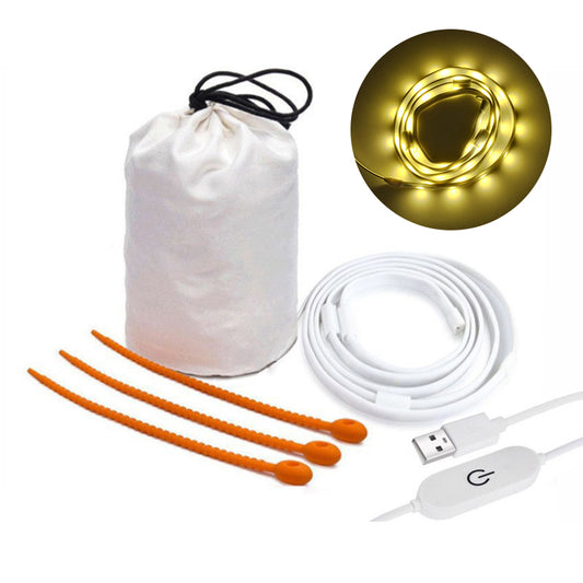 1.5m 45-LED String Light Outdoor Tent Camping Single Color Lighting Lamp Strip with 5V Touch Control Switch