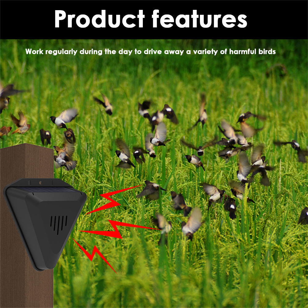 N911Q Solar Powered Outdoor Bird Repeller Multiple Sound Playback Birds Alarm Device