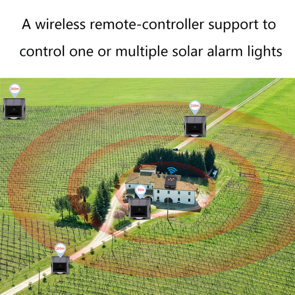 N911F Solar Remote Control Warning Light Waterproof Wireless Human Body Induction Alarm Light