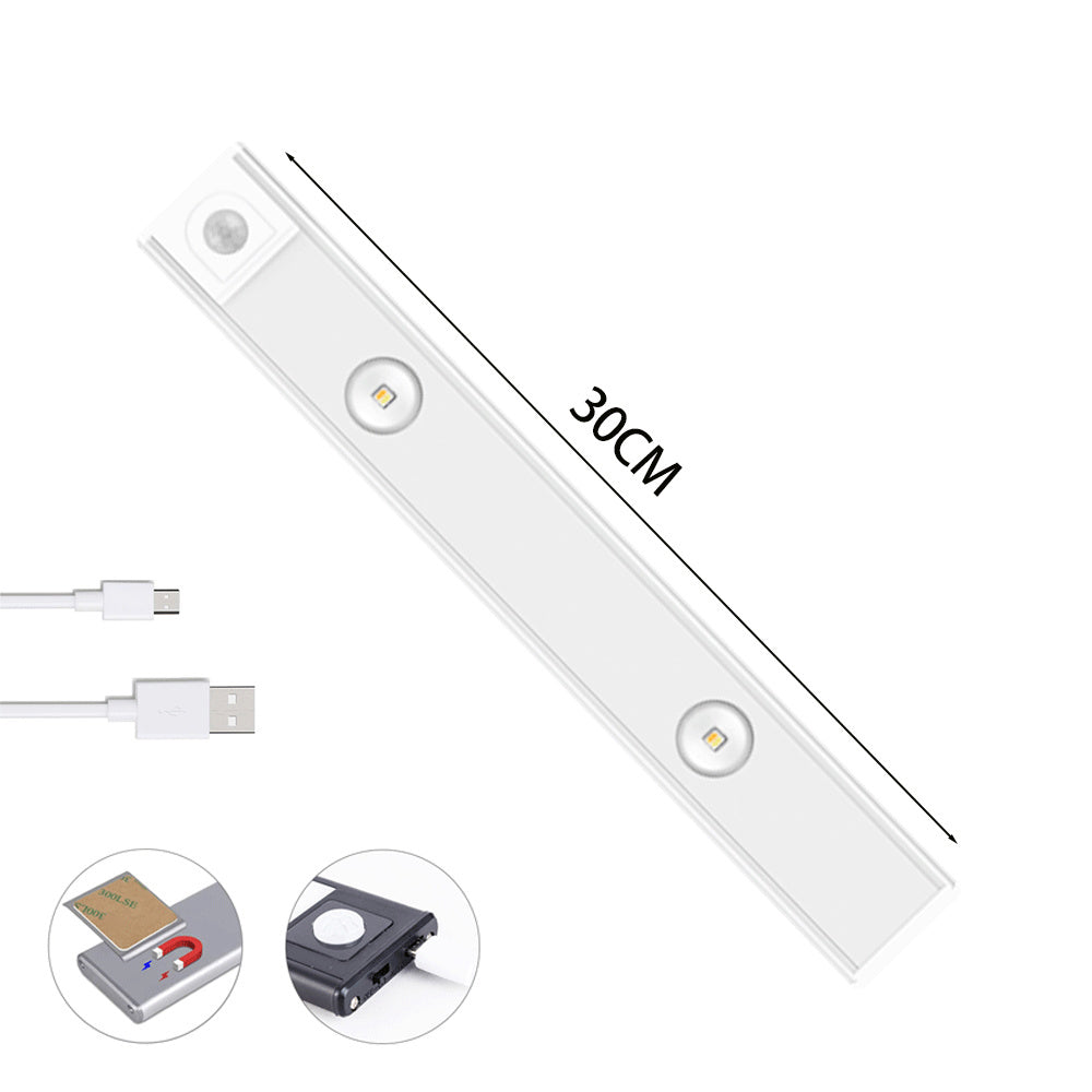 MZ-1602 30CM Smart LED Human Motion Sensing Night Light Self-Adhesive Closet Lamp Cabinet Strip Light for Wardrobe