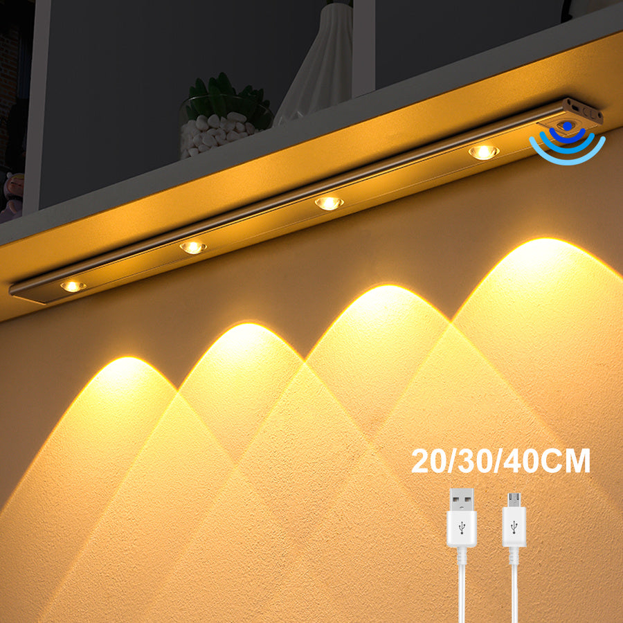 MZ-1602 20CM Slim Strip Light Self-Adhesive Closet Lamp Cabinet Wardrobe Lighting Smart LED Human Body Sensing Night Light