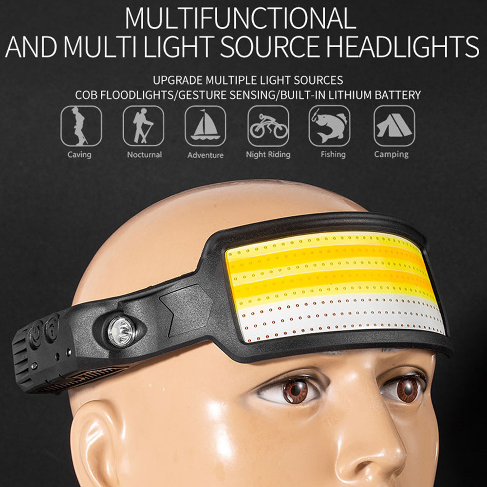 W6126-8 8 LED Light Stripes Head Lamp Multiple Lighting Color Headlamp Rechargeable Headlight for Night Running Fishing Camping