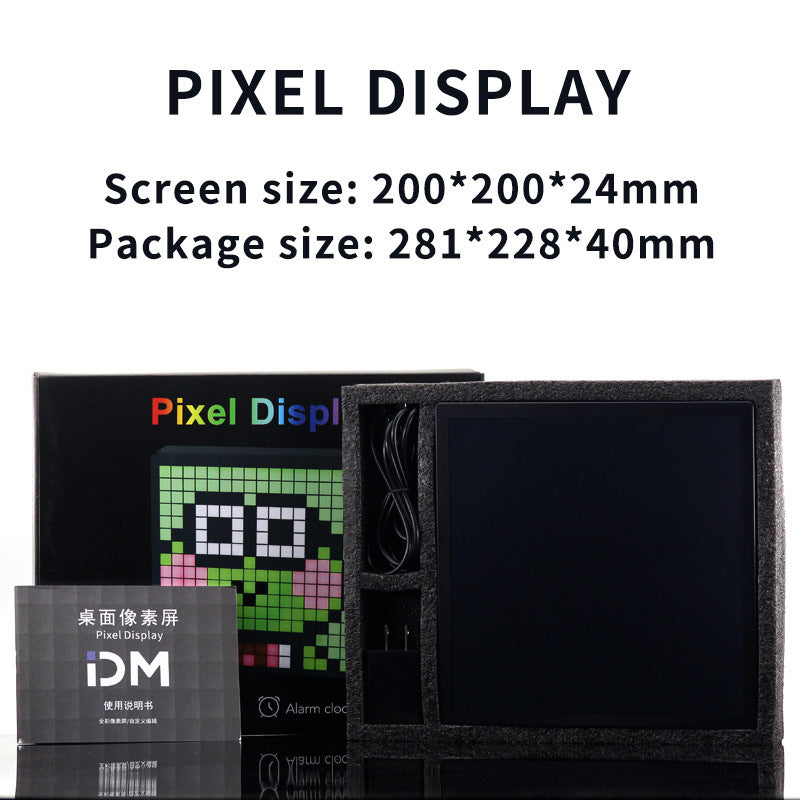 ID16 IDM Art Cyberpunk Style Cartoon Screen Fun Time Manager Dynamic Alarm Clock Desktop Pixel Screen Display