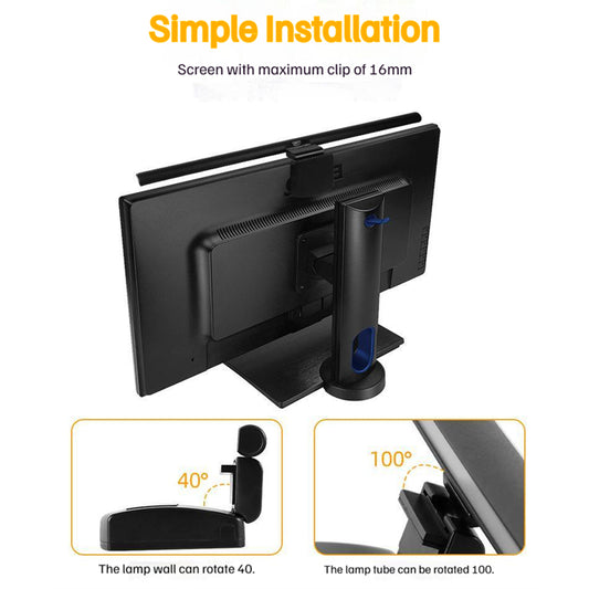 Laptop Monitor Lamp Three Color Temperature Dimmable Eye Protection USB Powered LED Light